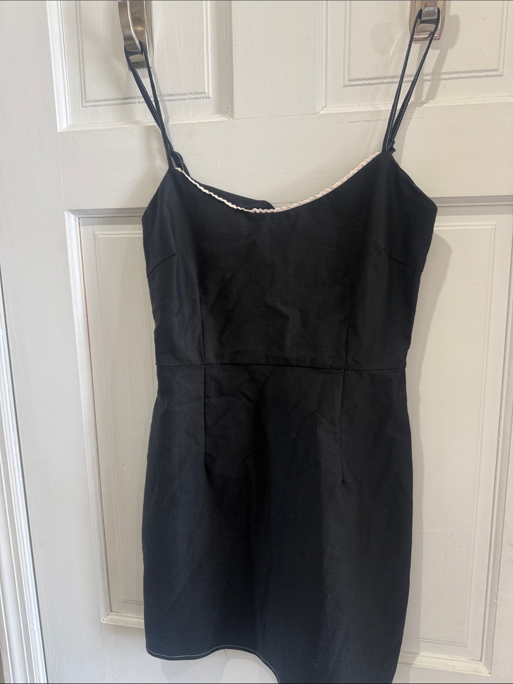 Urban Outfitters Black Spaghetti-Strap Mini Dress with Lace Trim